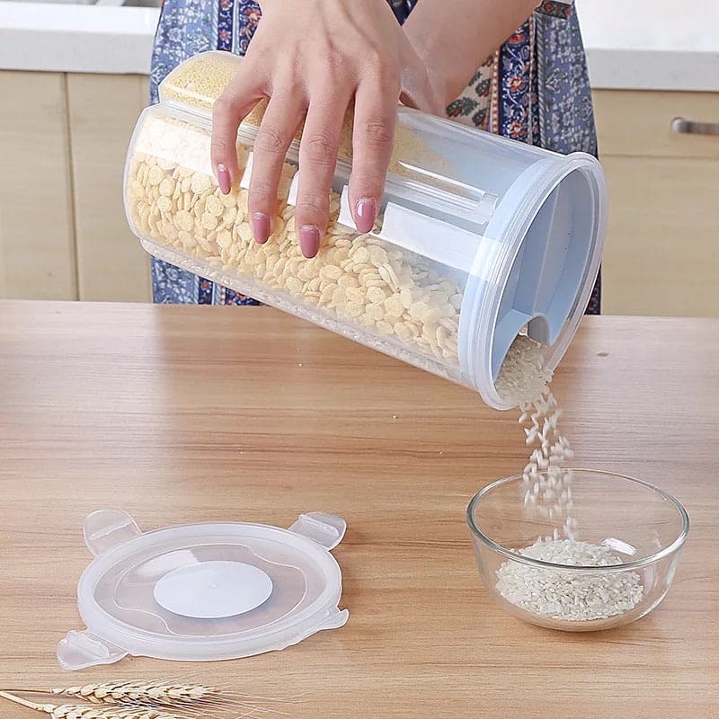 3 Compartment Food Preservation Plastic Container, Large Dry Fruit Box, Air Tight Cereal Jar 3 Compartment Food Preservation Plastic Container, Large Dry Fruit Box, Air Tight Cereal Jar